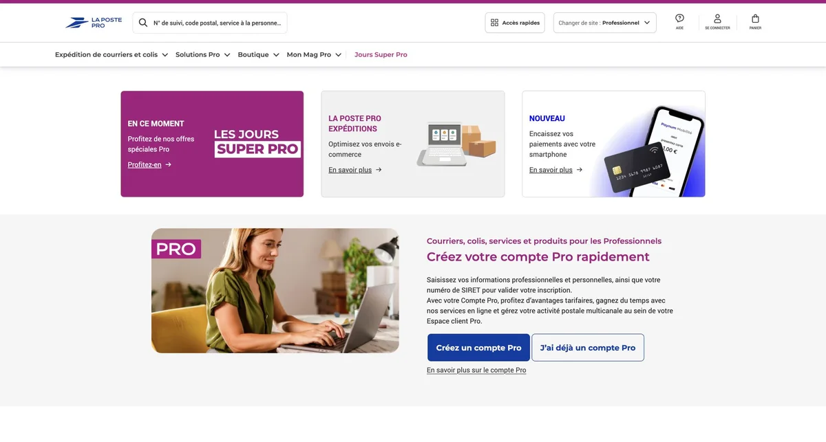 Aperçu du site de La Poste