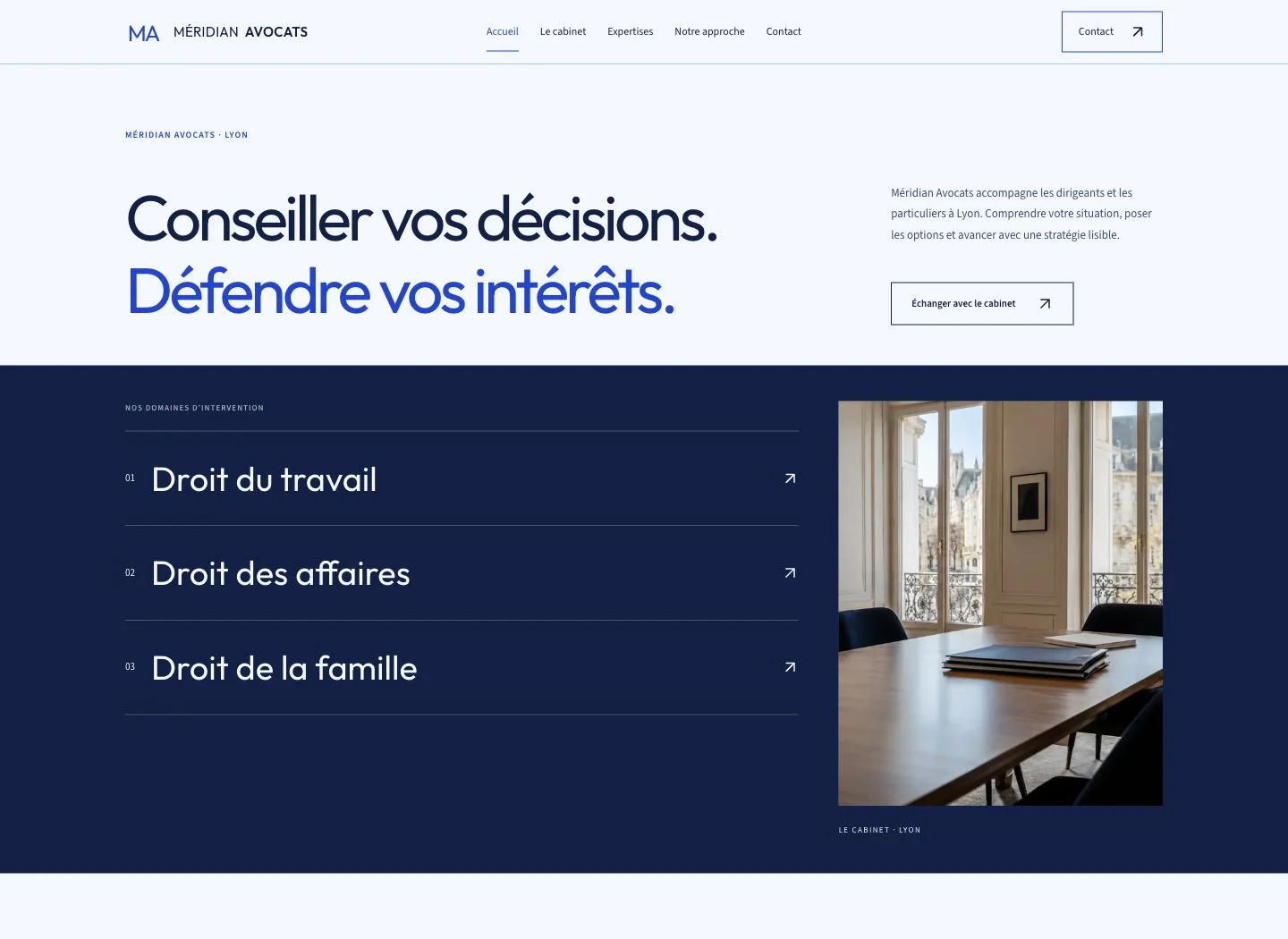 Aperçu du site Méridian Avocats