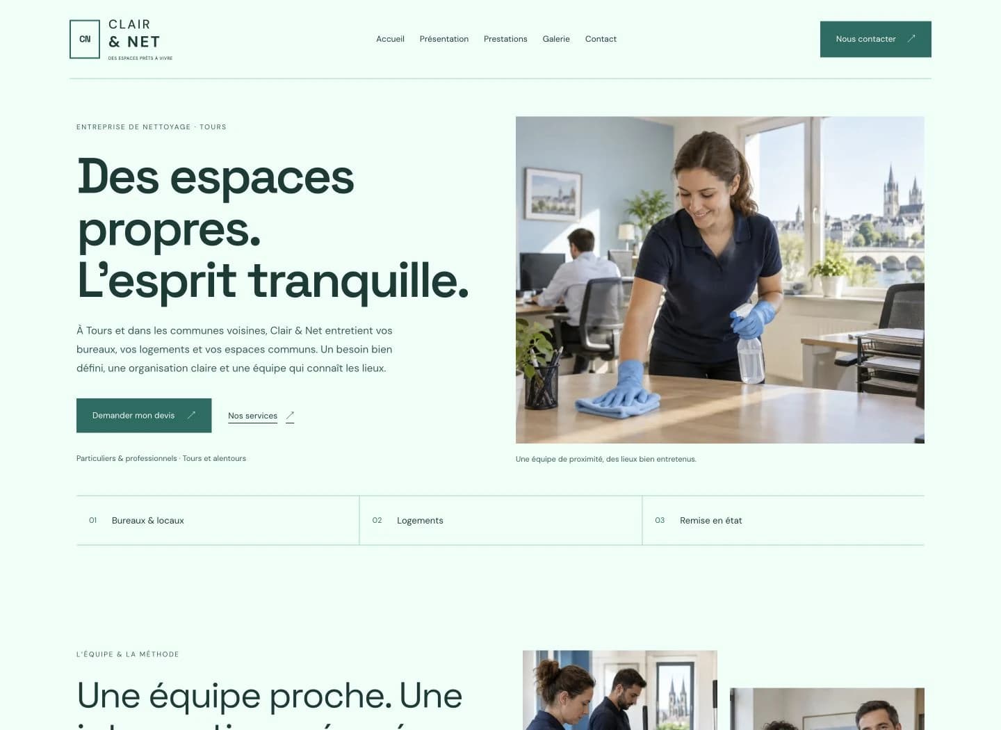 Capture du site Présence Clair & Net sur ordinateur.