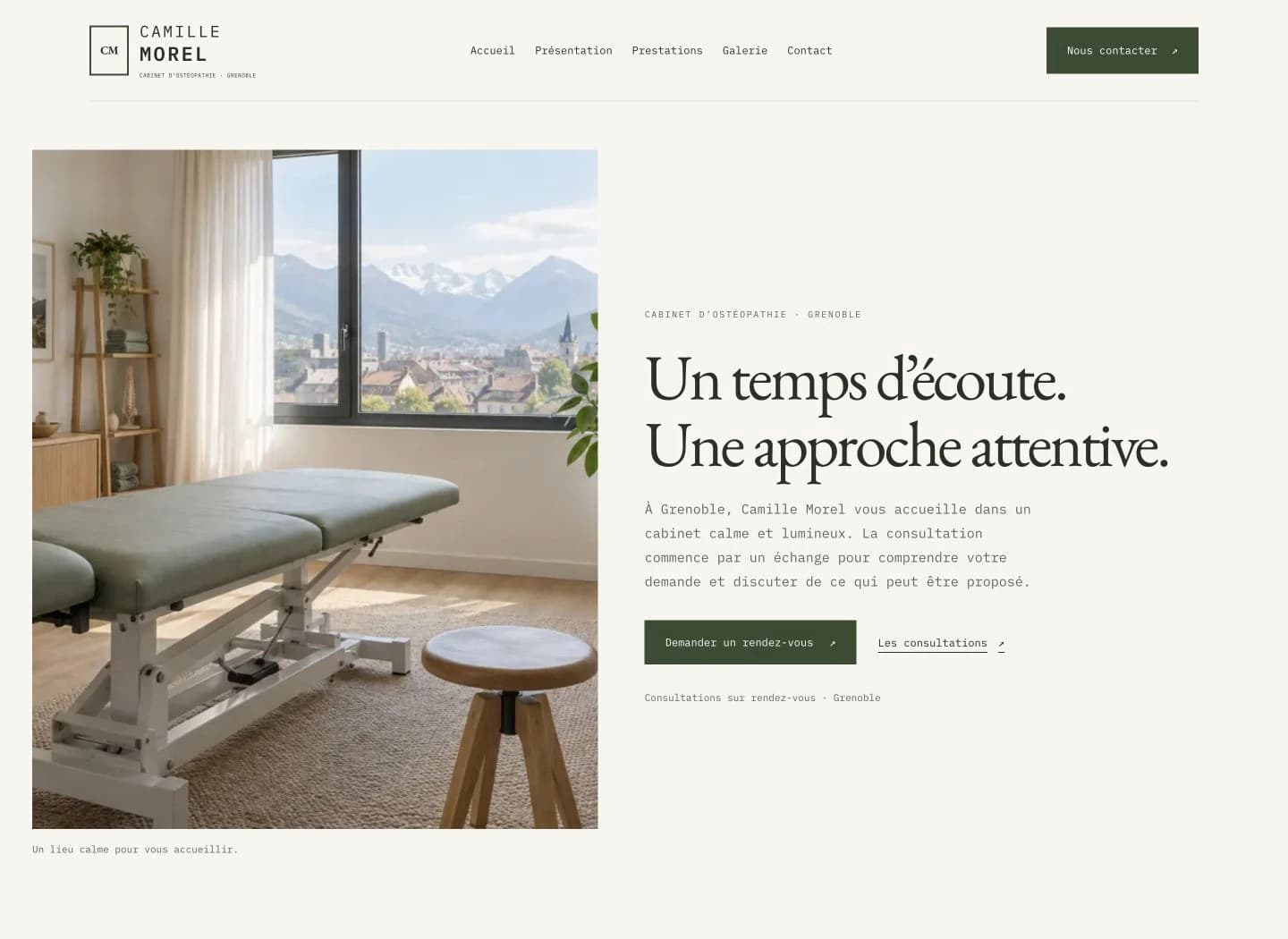 Capture du site Présence Camille Morel sur ordinateur.