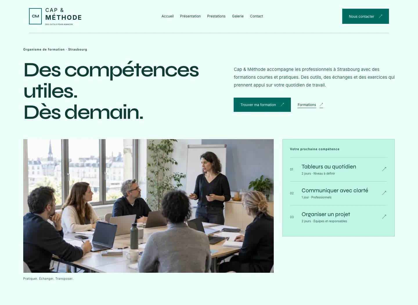 Capture du site Présence Cap & Méthode sur ordinateur.