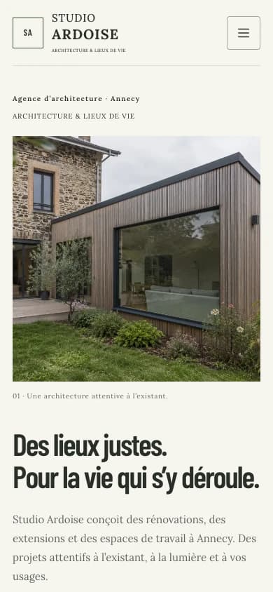 Version mobile du site Signature Studio Ardoise.