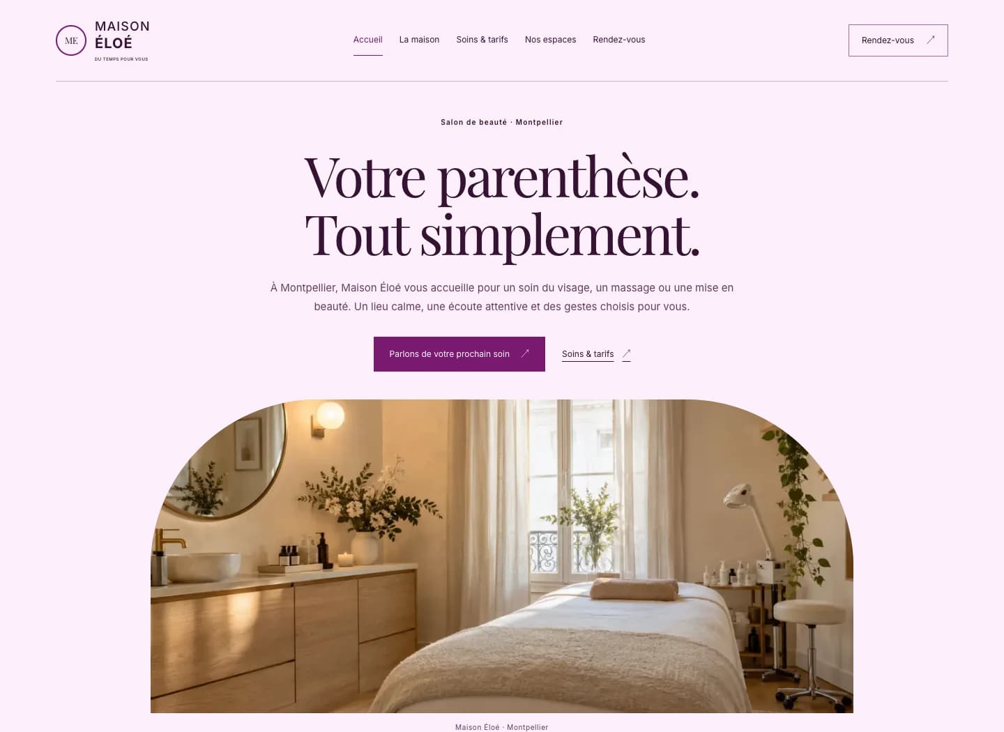 Capture du site Signature Maison Éloé sur ordinateur.