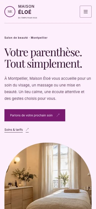 Version mobile du site Signature Maison Éloé.