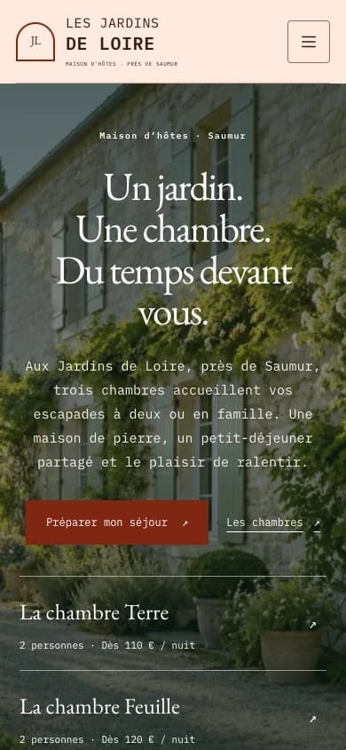 Version mobile du site Signature Les Jardins de Loire.
