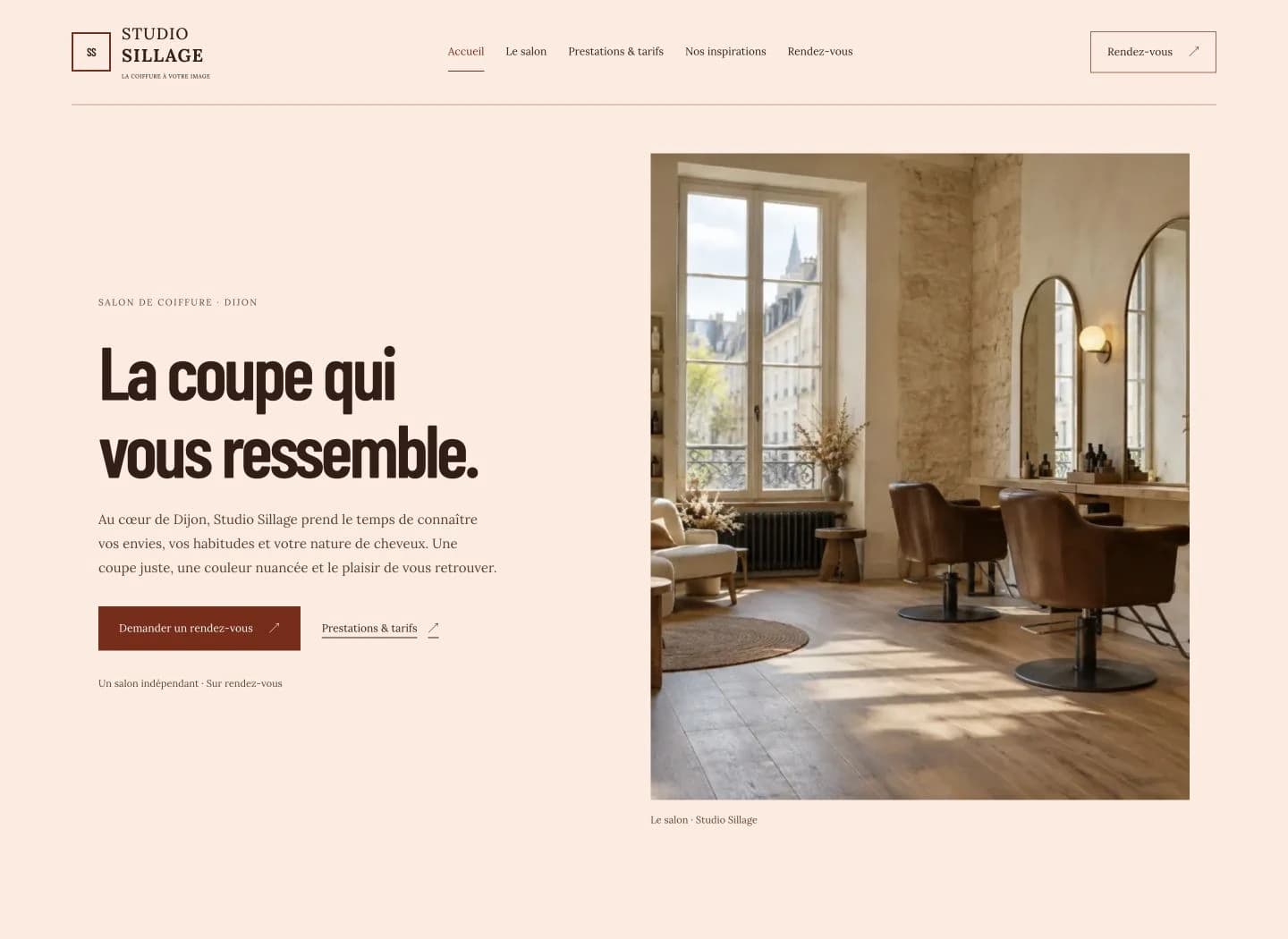 Capture du site Signature Studio Sillage sur ordinateur.