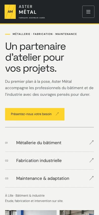 Version mobile du site Signature Aster Métal.