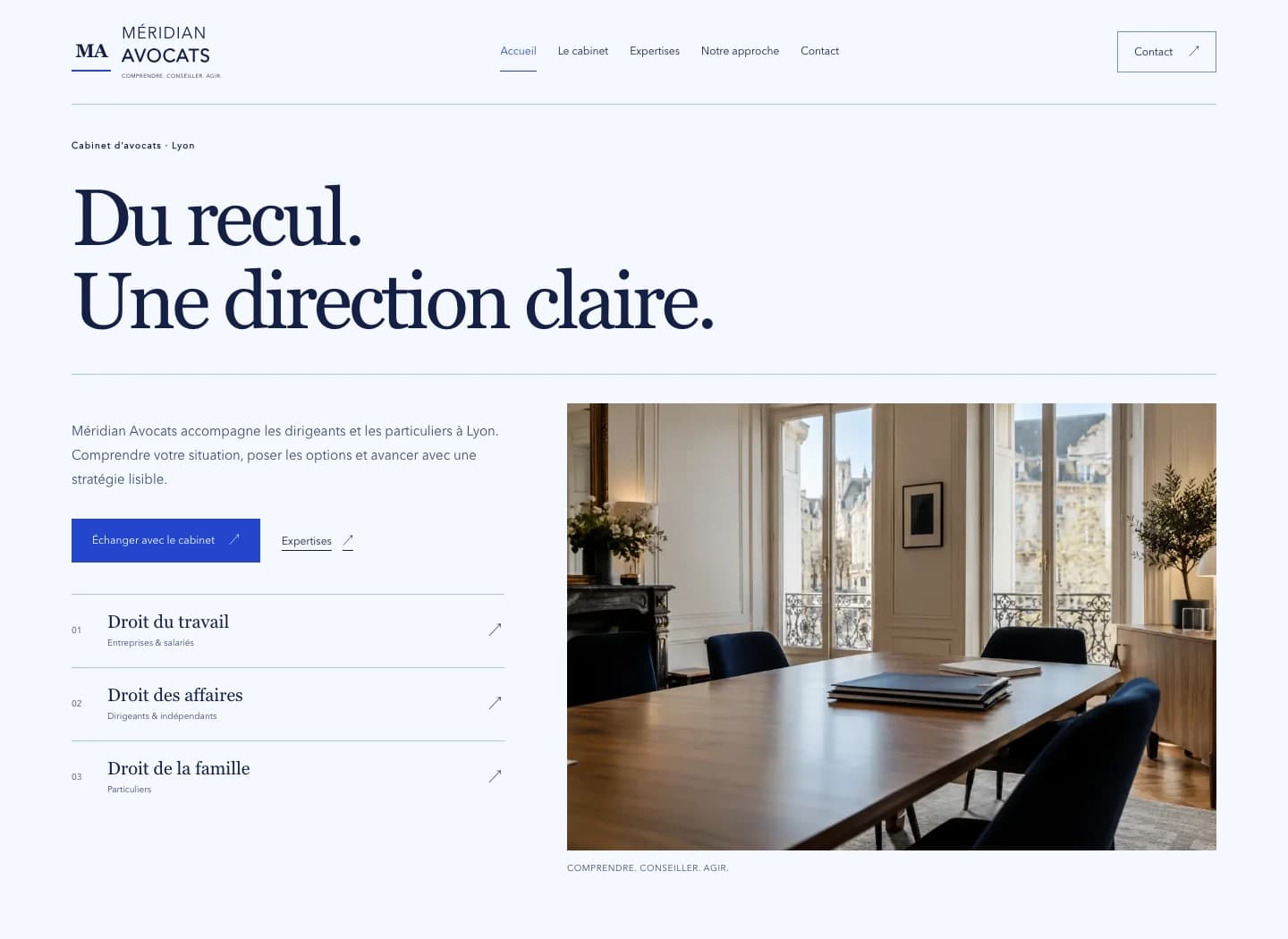 Capture du site Signature Méridian Avocats sur ordinateur.