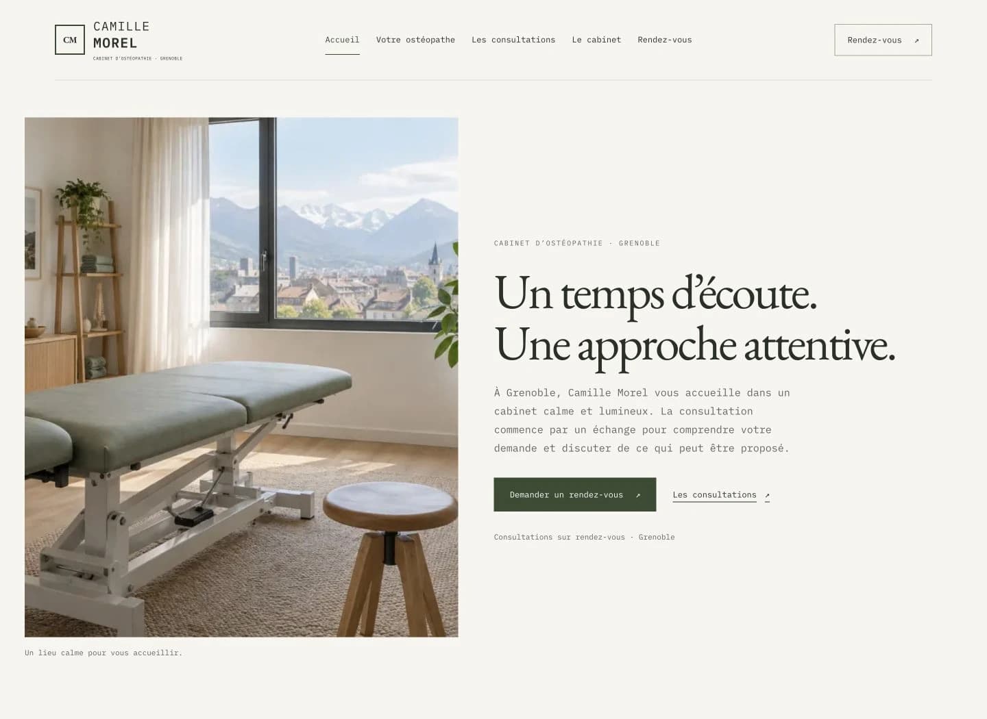 Capture du site Signature Camille Morel sur ordinateur.